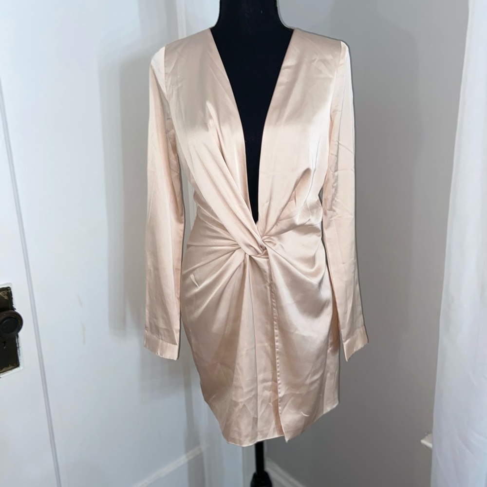 Taupe Satin Mini Dress